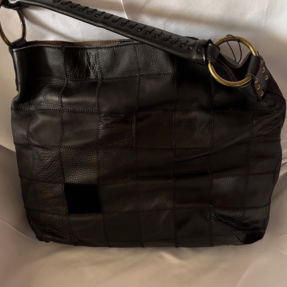 Mundi Black Leather Patchwork Bag - Picture 2 of 5